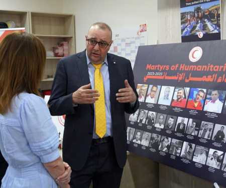A Delegation from the British Government Visits the Palestine Red Crescent Society to Review Its Humanitarian Efforts in the West Bank and Gaza Strip